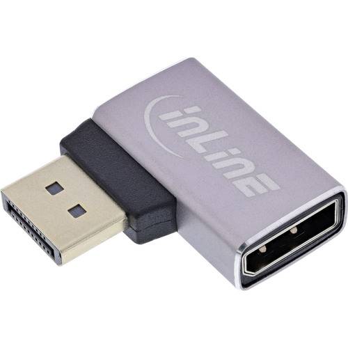 Ein DisplayPort zu HDMI Adapter mit silbernem Gehäuse und schwarzem Anschluss, von der Marke 'InLine', verwendet zum Verbinden von Geräten mit unterschiedlichen Anschlüssen.