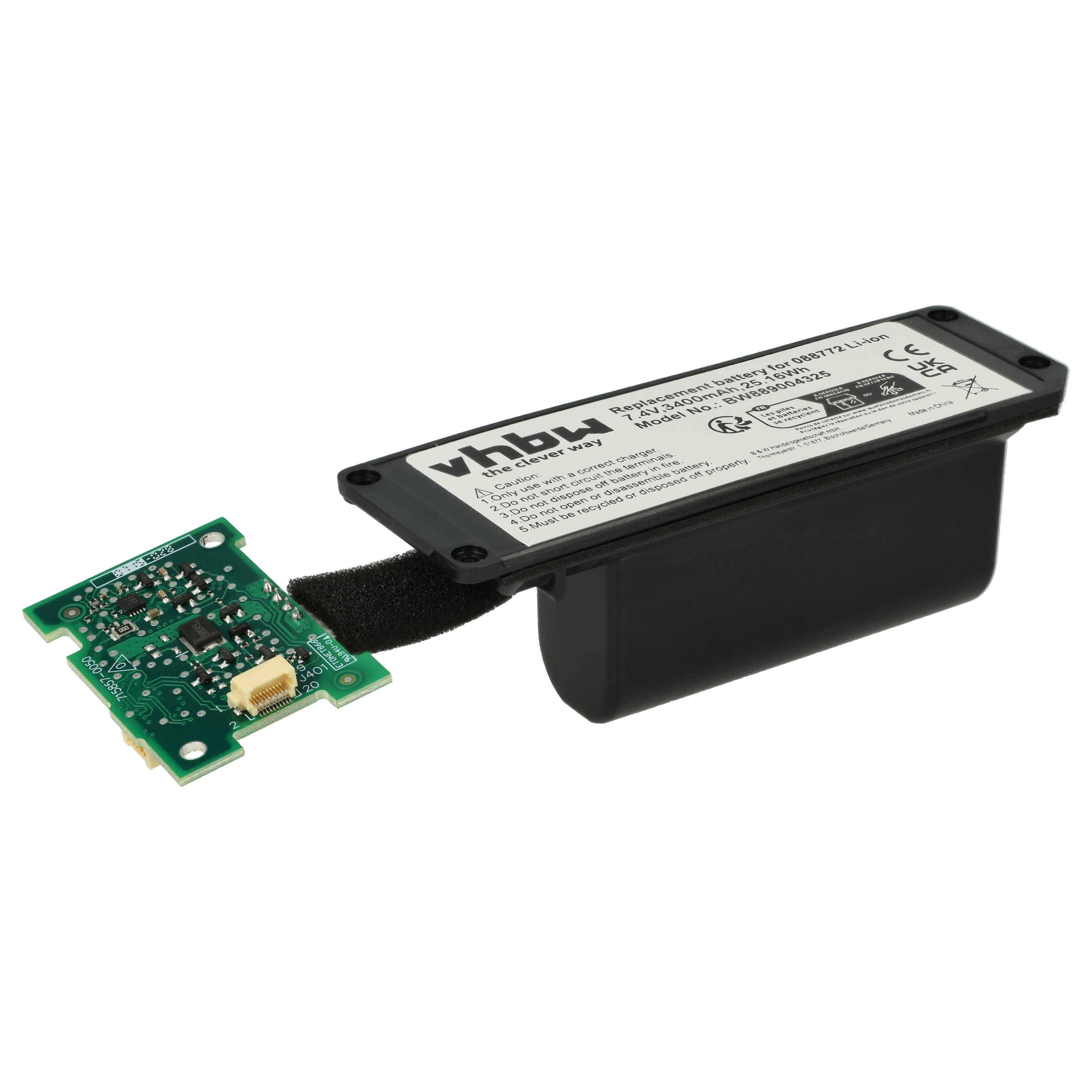 vhbw Akku Ersatz für Bose 088796 für Lautsprecher Boxen Speaker - Inkl. Leiterplatte (3400 mAh, 7,4 V, Li-Ion)