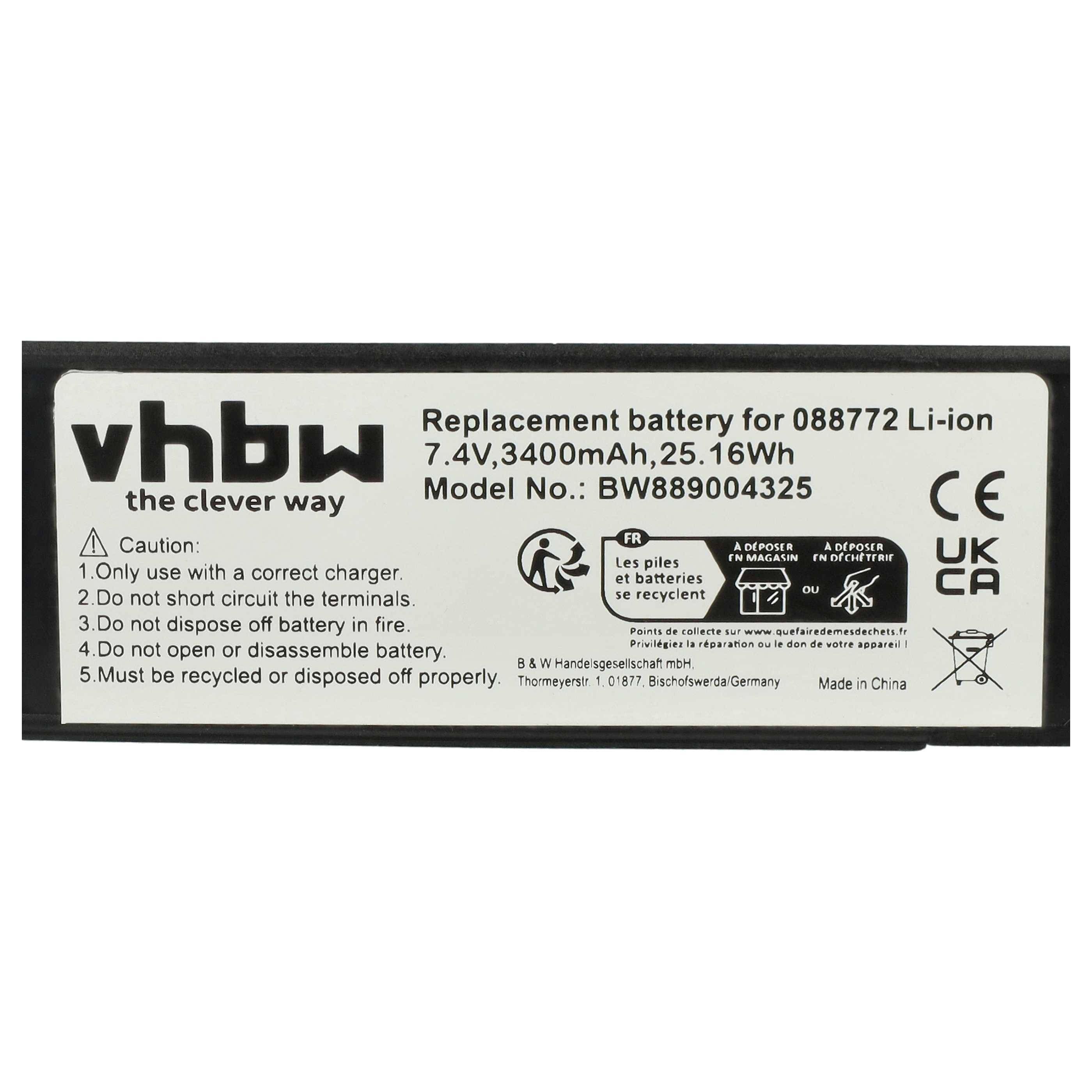 vhbw Akku Ersatz für Bose 088796 für Lautsprecher Boxen Speaker - Inkl. Leiterplatte (3400 mAh, 7,4 V, Li-Ion)