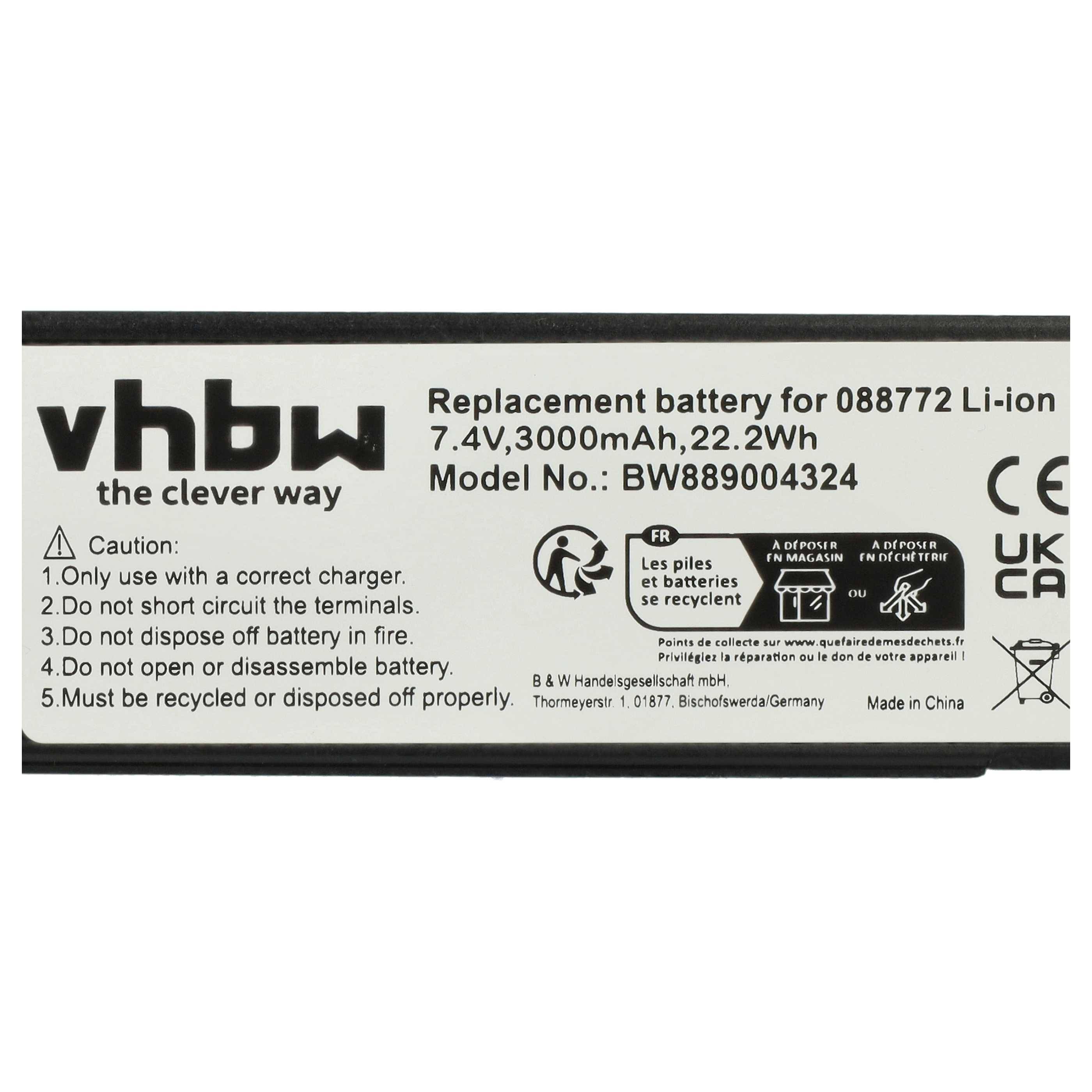 vhbw Akku Ersatz für Bose 088796 für Lautsprecher Boxen Speaker - Inkl. Leiterplatte (3000 mAh, 7,4 V, Li-Ion)