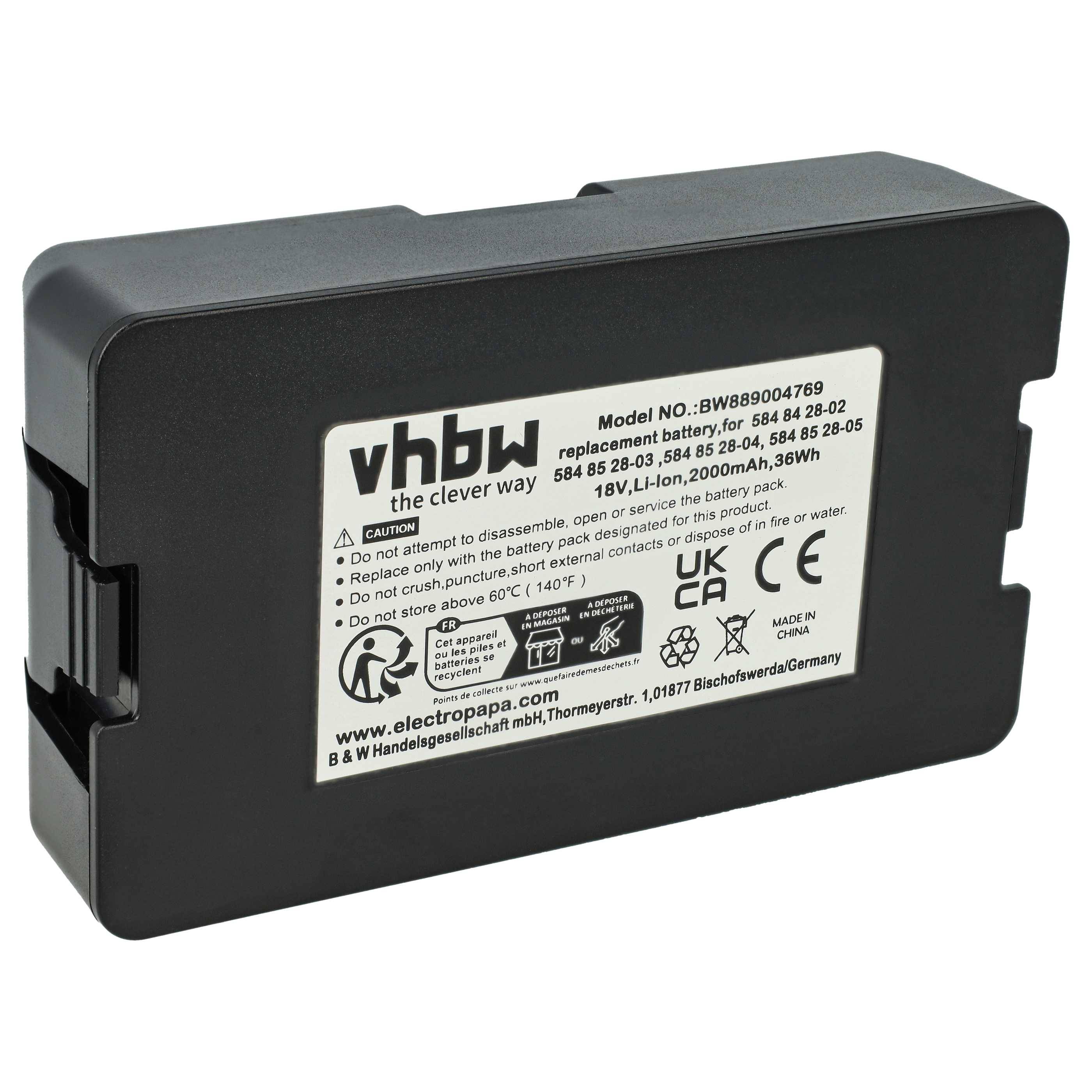 vhbw Akku kompatibel mit Flymo EasiLife 800, 350, 500, 200 Rasenroboter (2Ah, 18V, Li-Ion)
