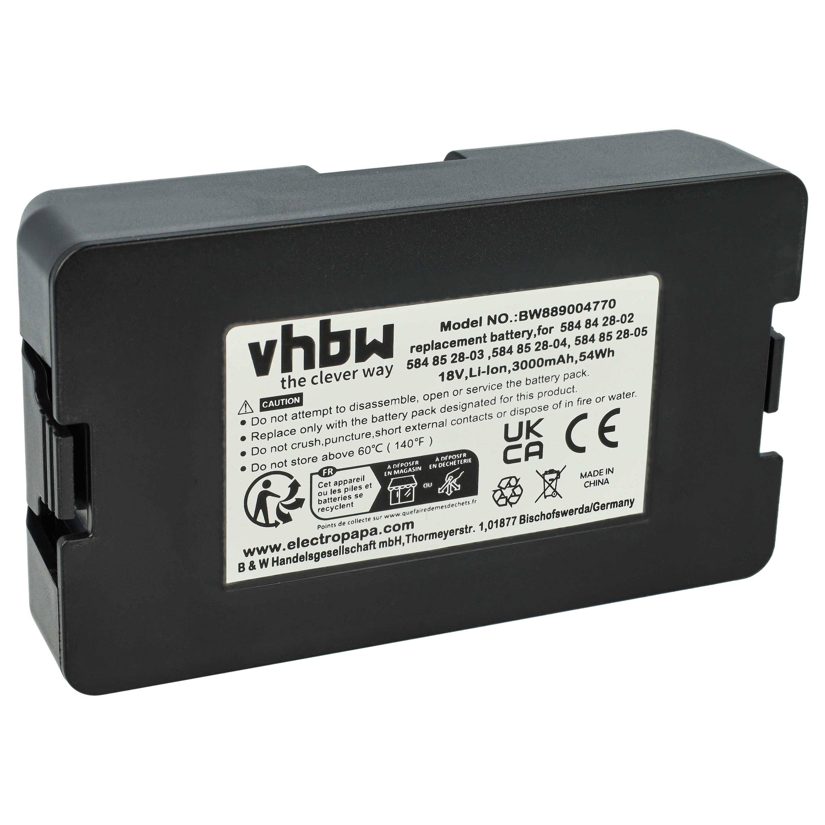 vhbw Akku kompatibel mit Husqvarna Automower 320 (2013-2017) Rasenroboter (3Ah, 18V, Li-Ion)