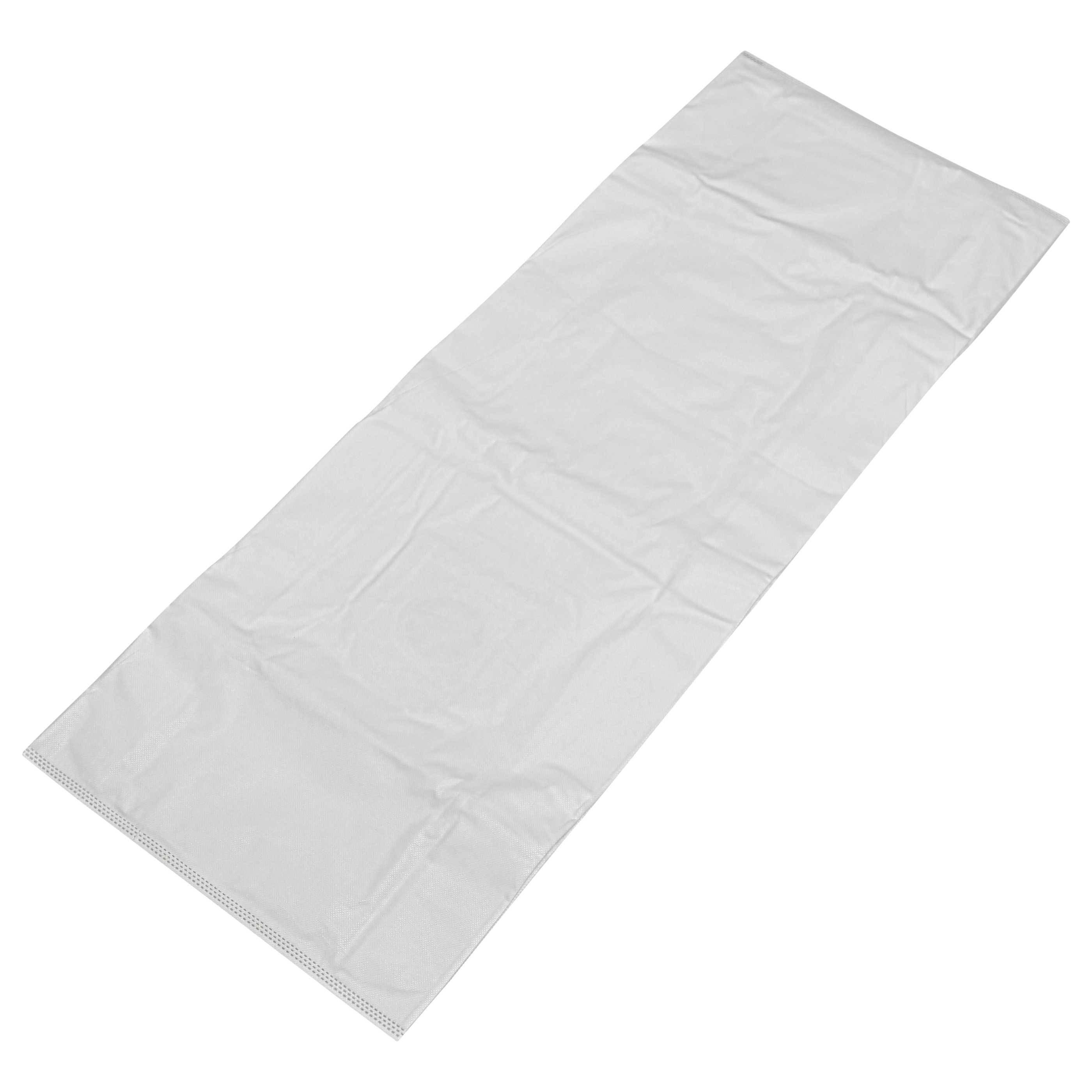 Ein weißer Plastik-Gartensack, flach und leer, zum Aufbewahren von Erde oder Pflanzenmaterial.
