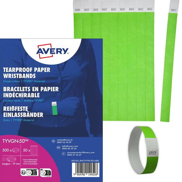 Avery Zweckform Einlassband neon grün 500 Stück