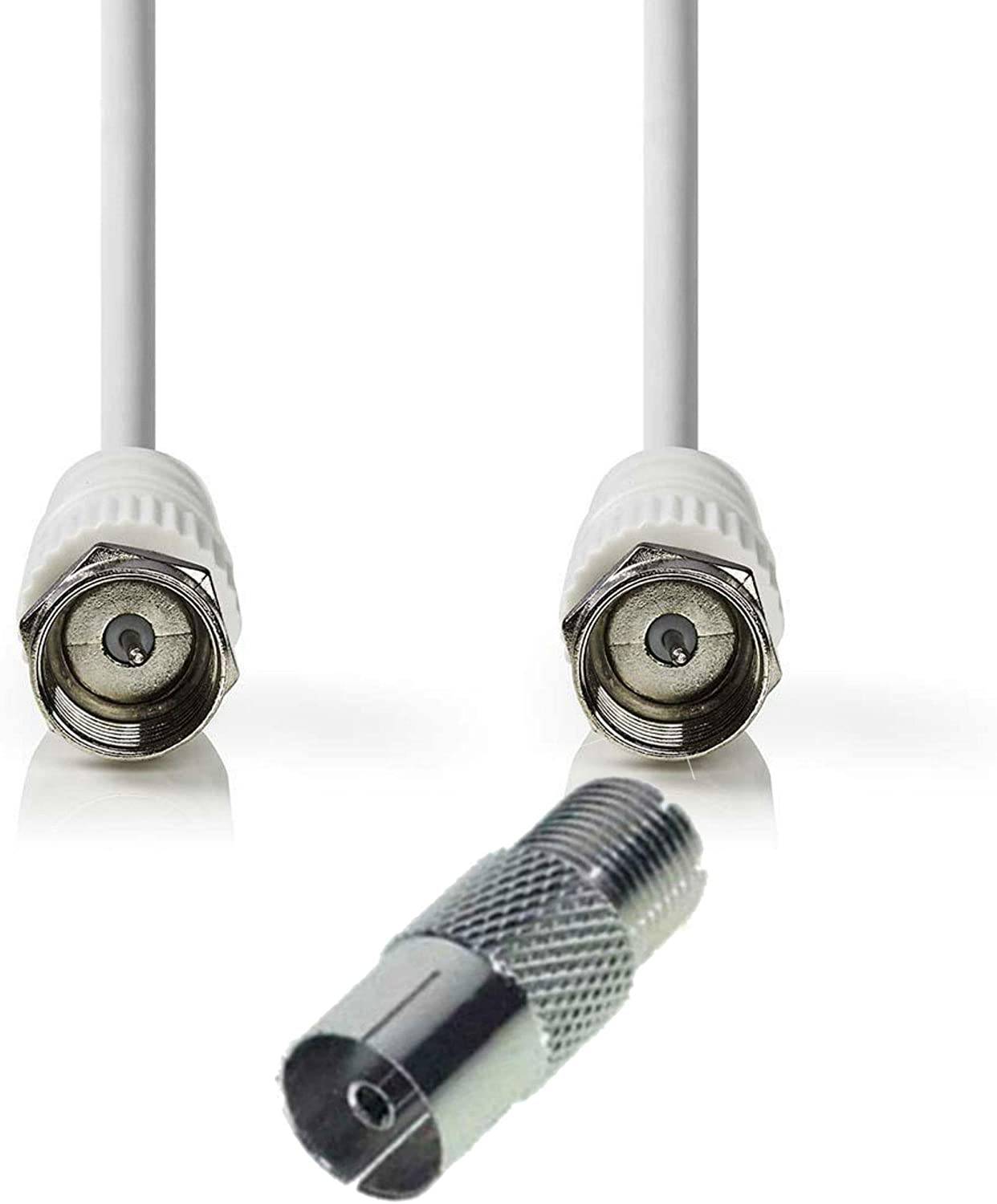 0,2m Kurzes F-Stecker Kabel SAT-Kabel + Verbindungsadapter Adapter zu Koax Koaxial Buchse Female Kupplung Antennenkabel