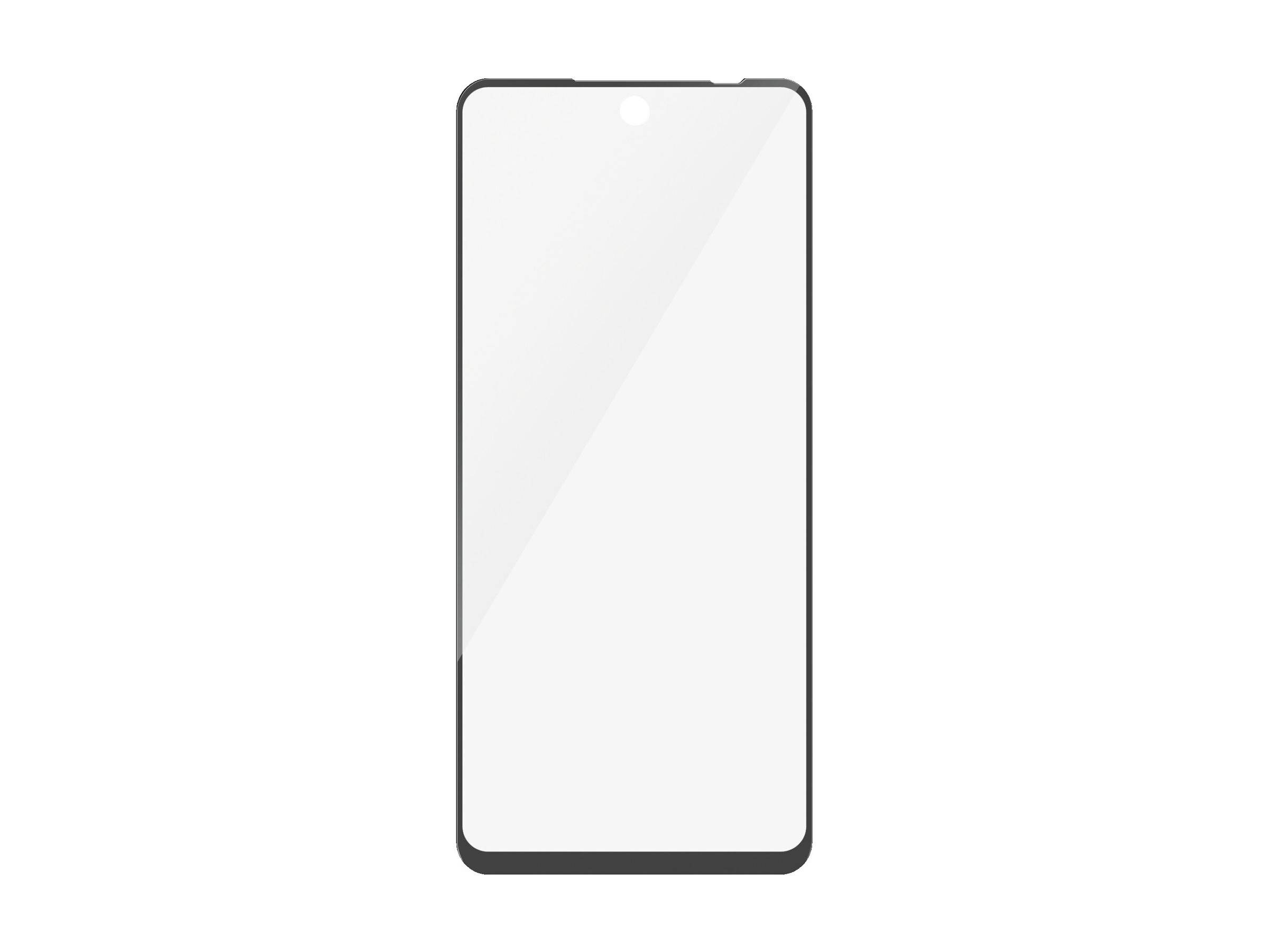Darstellung eines Smartphone-Bildschirms mit minimalistischem Design, der eine kleine Kameraaussparung in der Mitte oben aufweist.