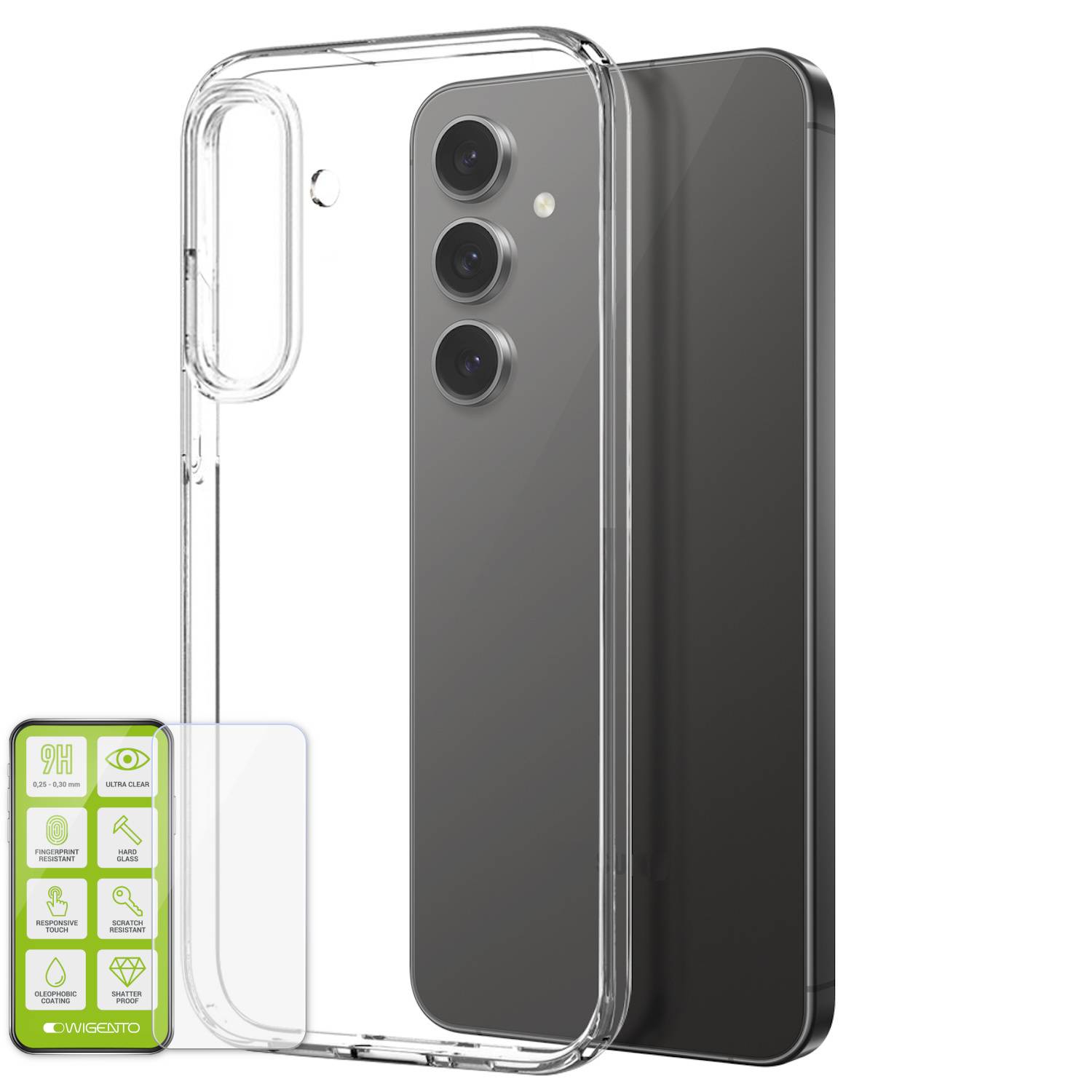 Für Samsung Galaxy S25 Silikon TPU Handy Schutz Hülle Transparent + H9 Hart Glas
