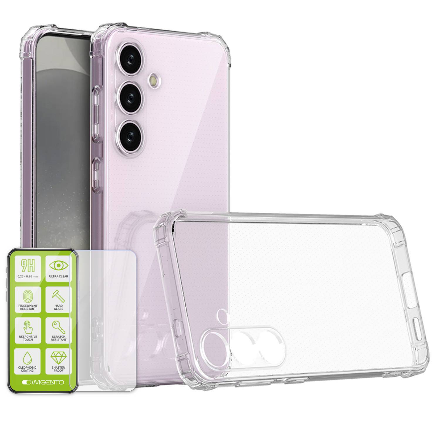 Für Samsung Galaxy S25 Schock TPU Handy Schutz Hülle Transparent + H9 Hart Glas