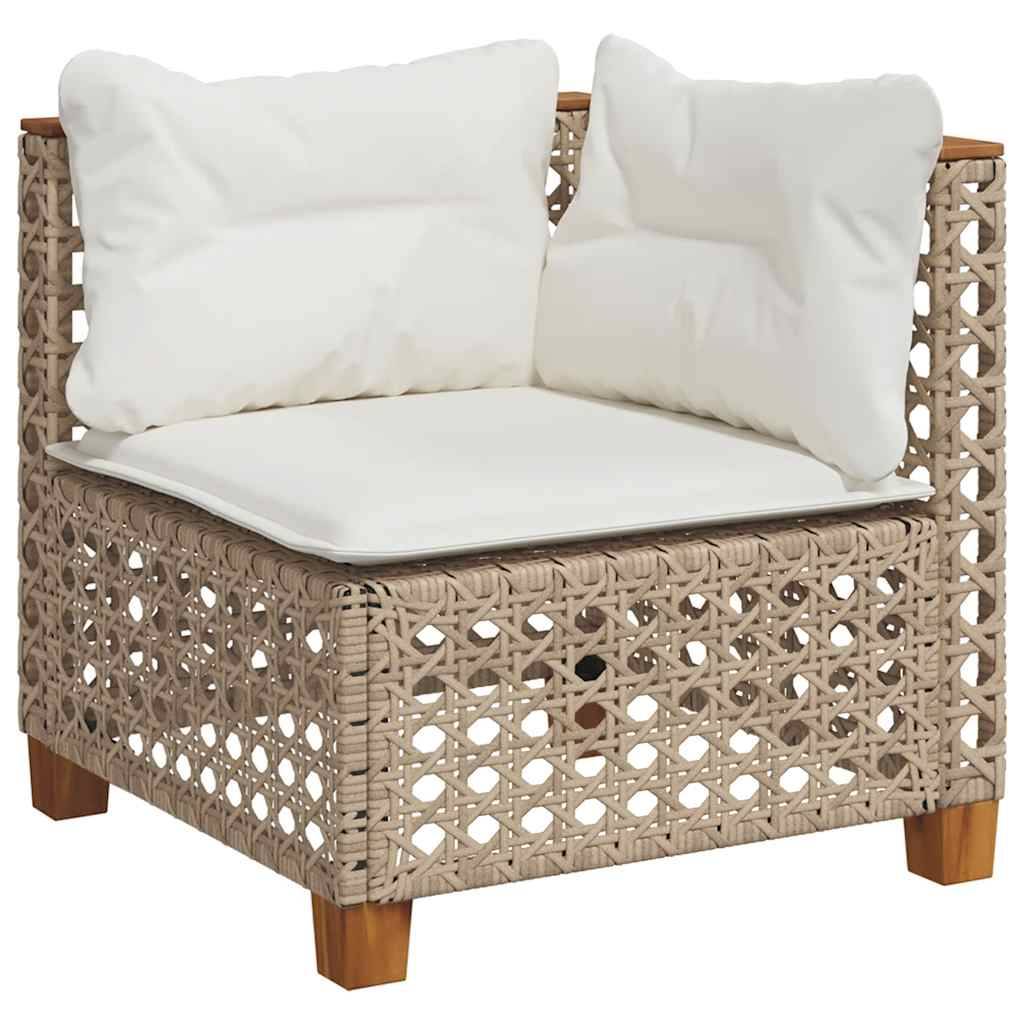 vidaXL 7-tlg. Garten-Sofagarnitur mit Kissen Beige Poly Rattan