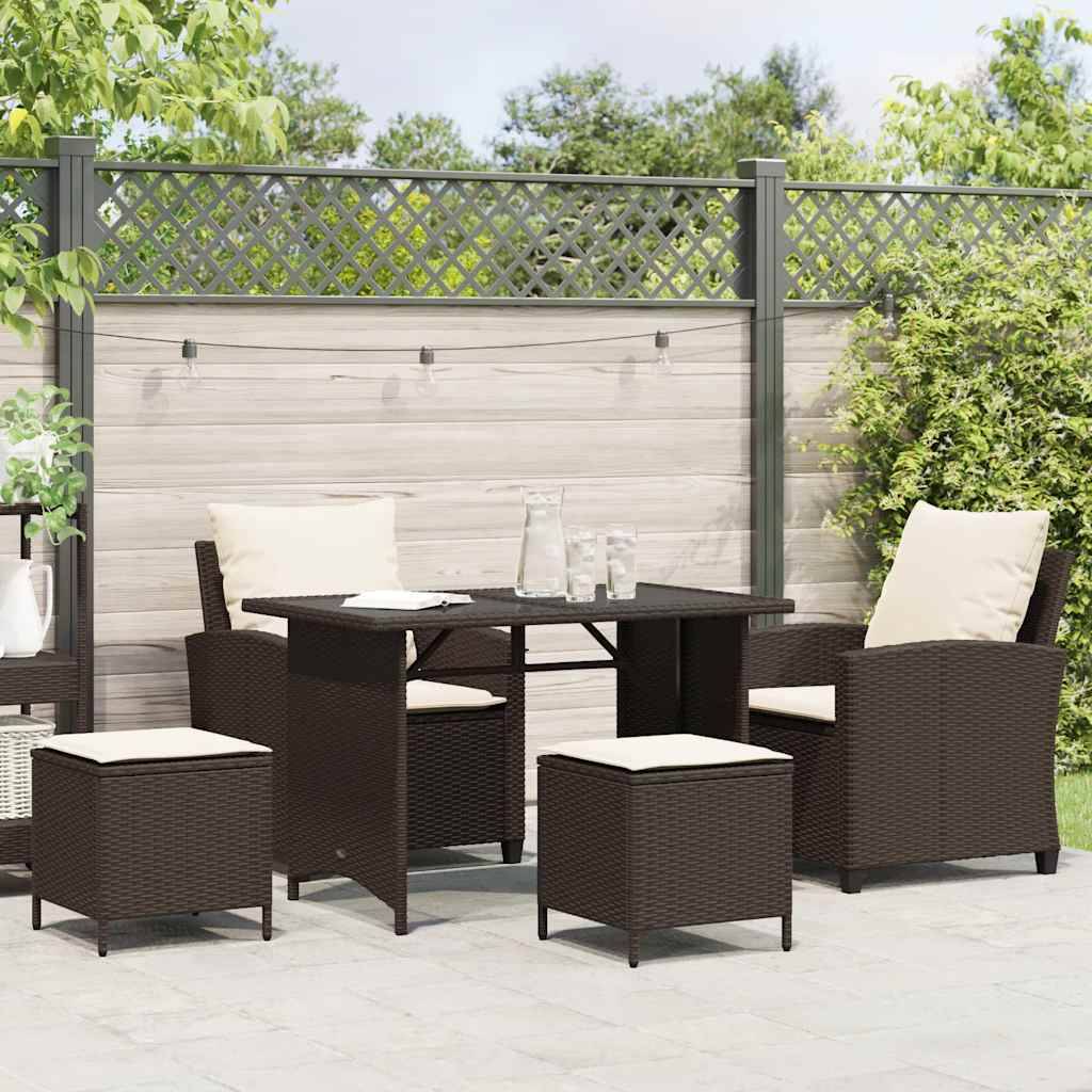 vidaXL 4-tlg. Garten-Sofagarnitur mit Kissen Braun Poly Rattan