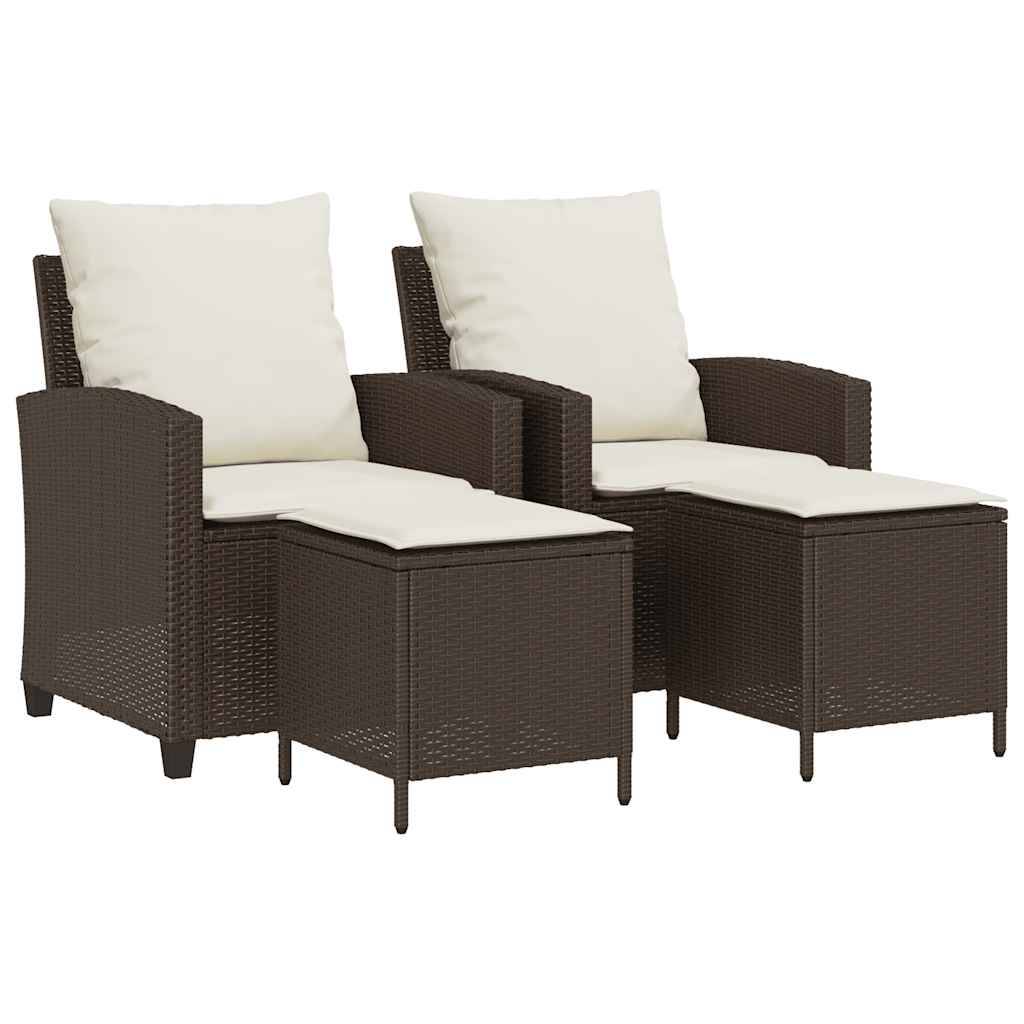 vidaXL 4-tlg. Garten-Sofagarnitur mit Kissen Braun Poly Rattan