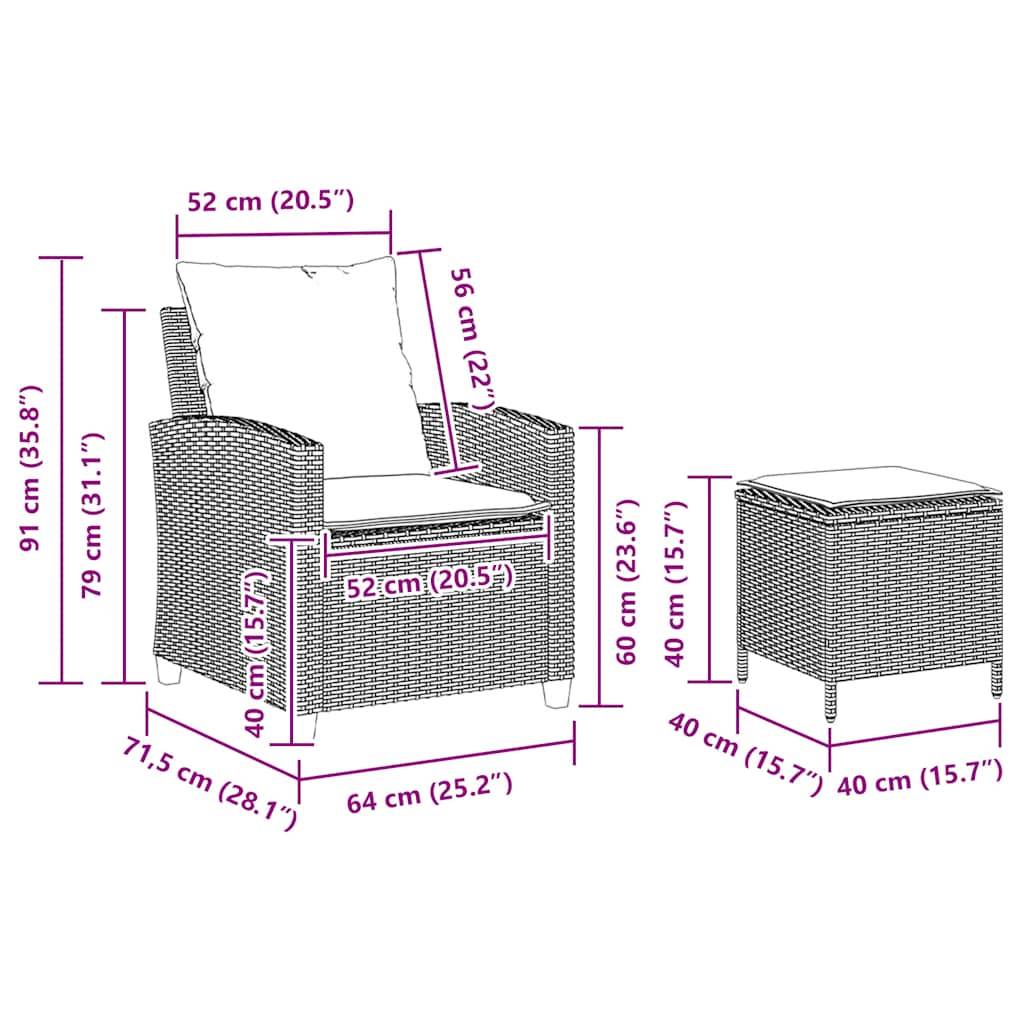 vidaXL 4-tlg. Garten-Sofagarnitur mit Kissen Braun Poly Rattan