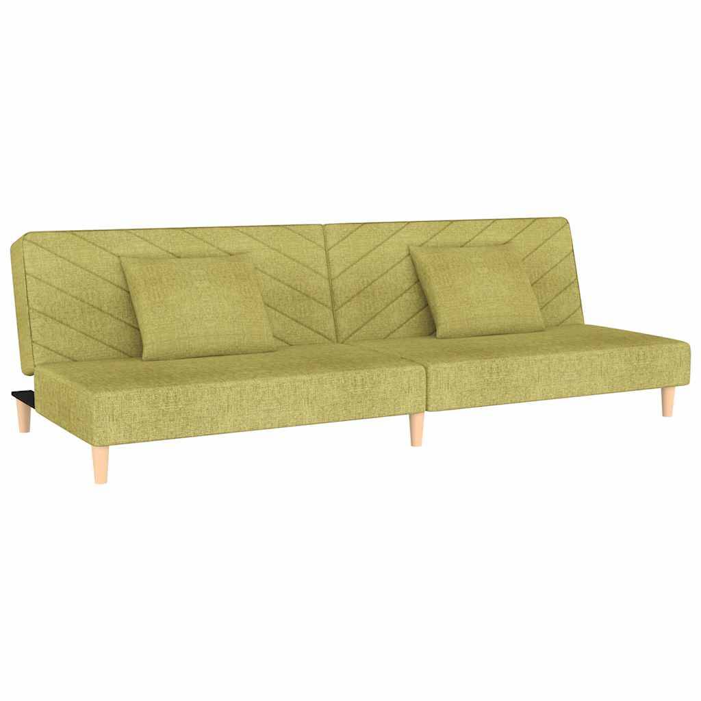 vidaXL Schlafsofa 2-Sitzer mit 2 Kissen Grün Stoff