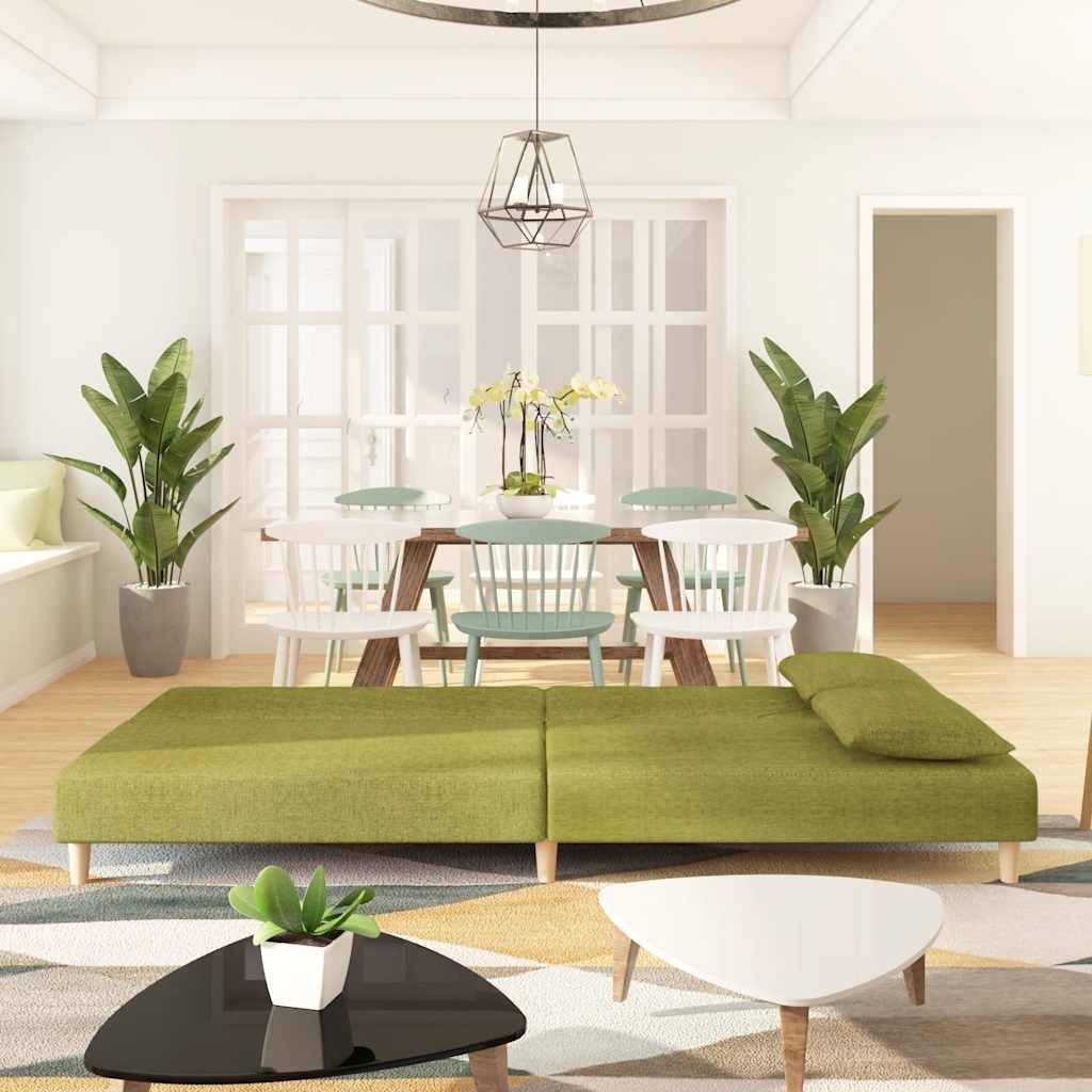 vidaXL Schlafsofa 2-Sitzer mit 2 Kissen Grün Stoff