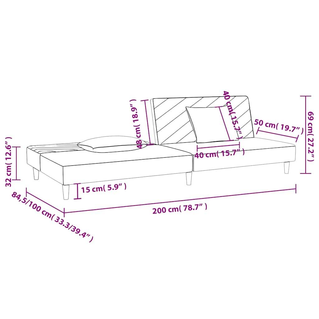 vidaXL Schlafsofa 2-Sitzer mit 2 Kissen Grün Stoff