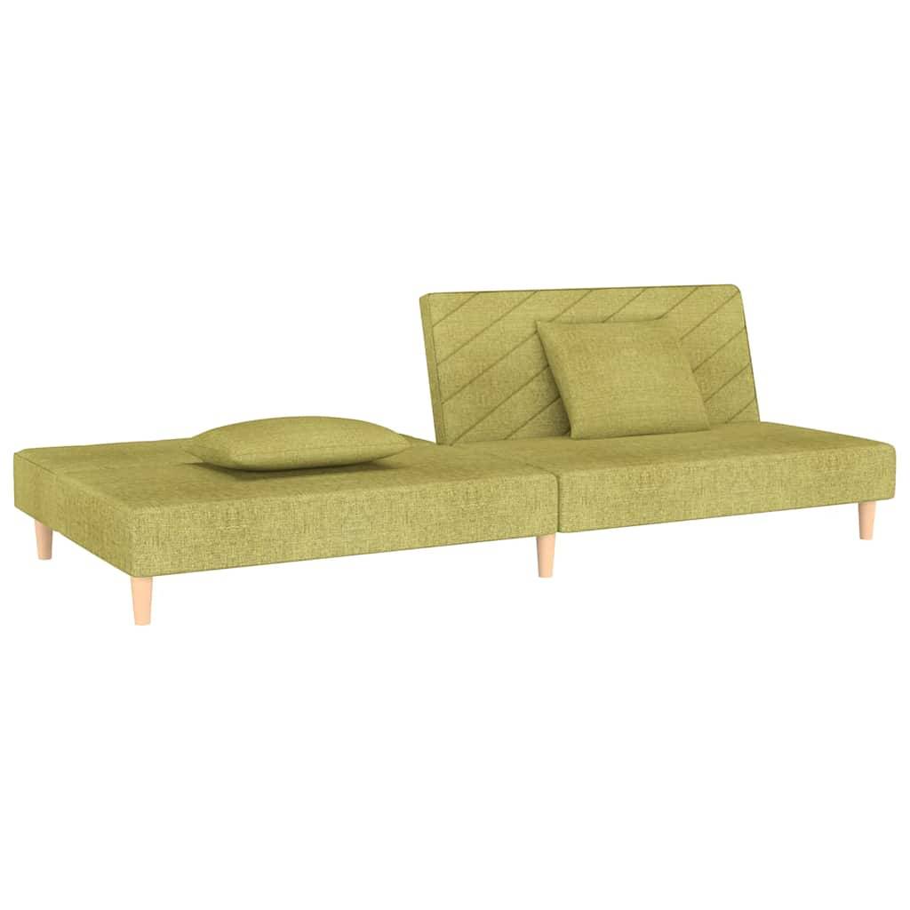 vidaXL Schlafsofa 2-Sitzer mit 2 Kissen Grün Stoff
