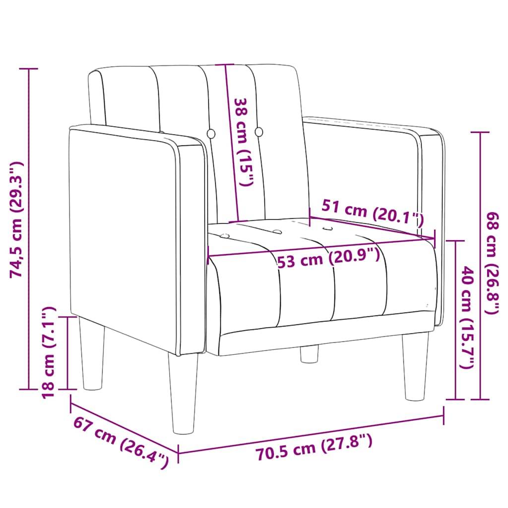 vidaXL Sessel mit Armlehnen Schwarz 53 cm Stoff