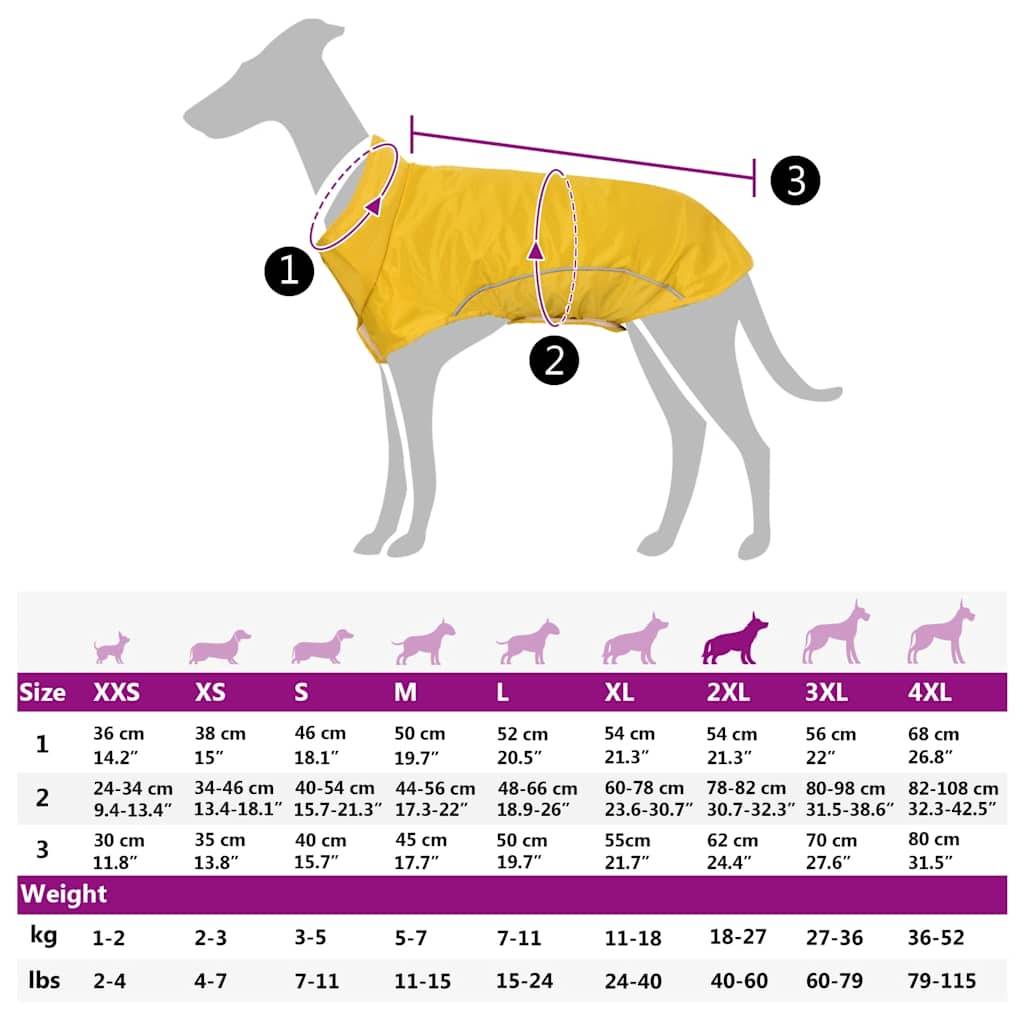 vidaXL Hunde Regenmantel mit Reflexstreifen Polyester Gelb 2XL