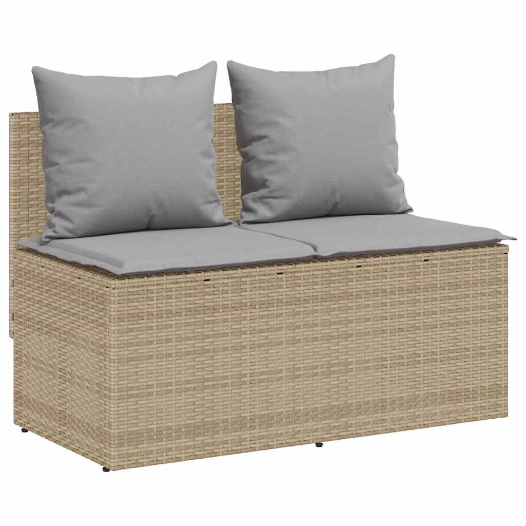 vidaXL 3-tlg. Garten-Essgruppe mit Kissen Beige Poly Rattan