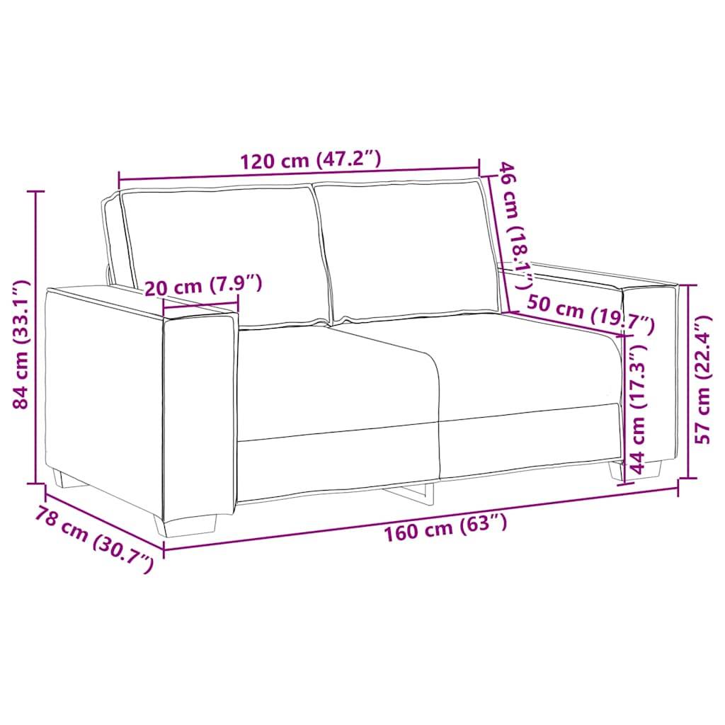 vidaXL 2-Sitzer-Sofa Schwarz 120 cm Samt