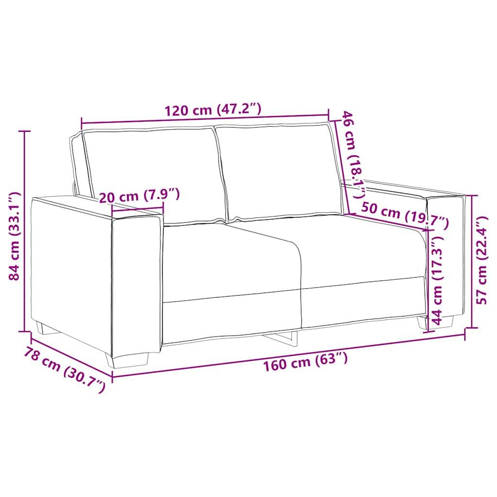 vidaXL 2-Sitzer Sofa Taupe 120 cm Stoff
