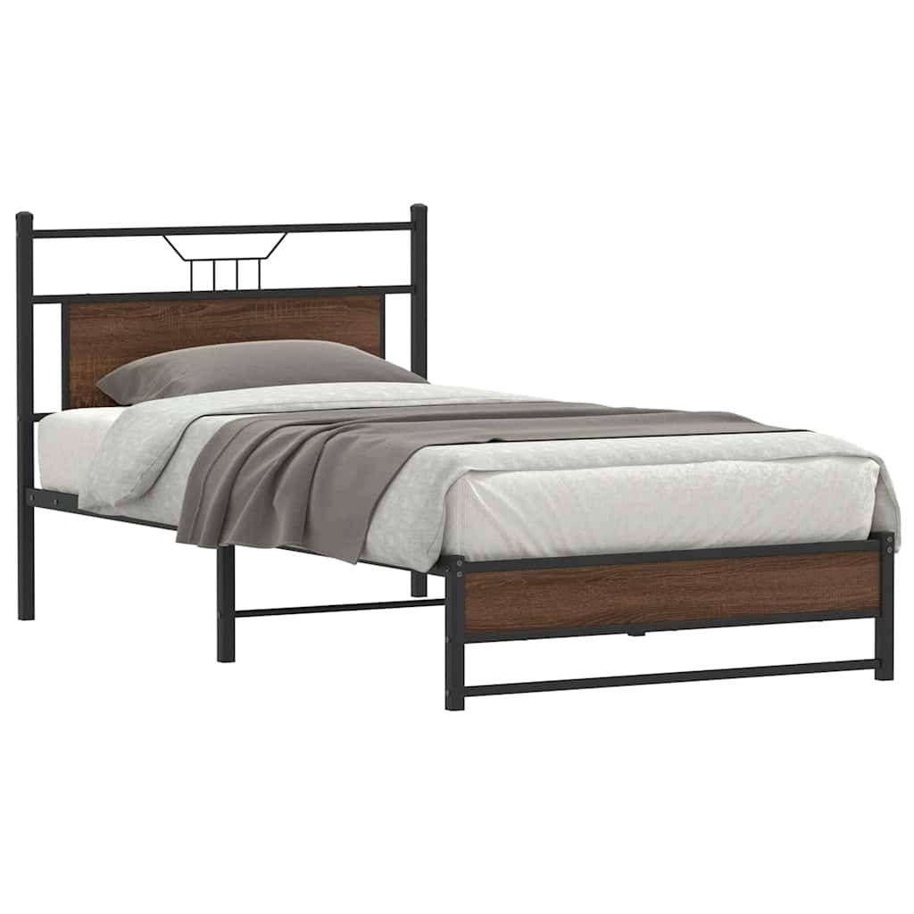 vidaXL Bettgestell ohne Matratze Braun Eiche 100x190 cm Holzwerkstoff