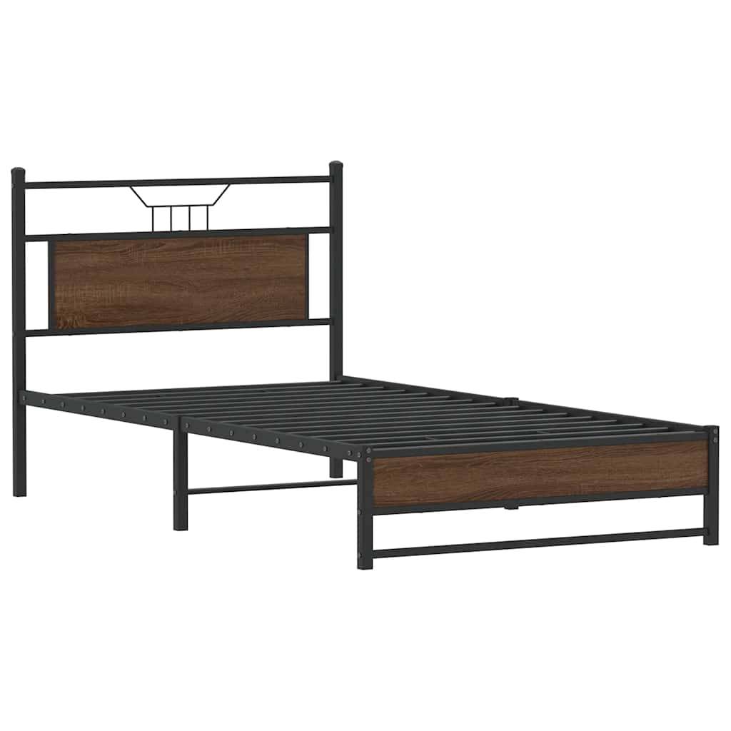 vidaXL Bettgestell ohne Matratze Braun Eiche 100x190 cm Holzwerkstoff