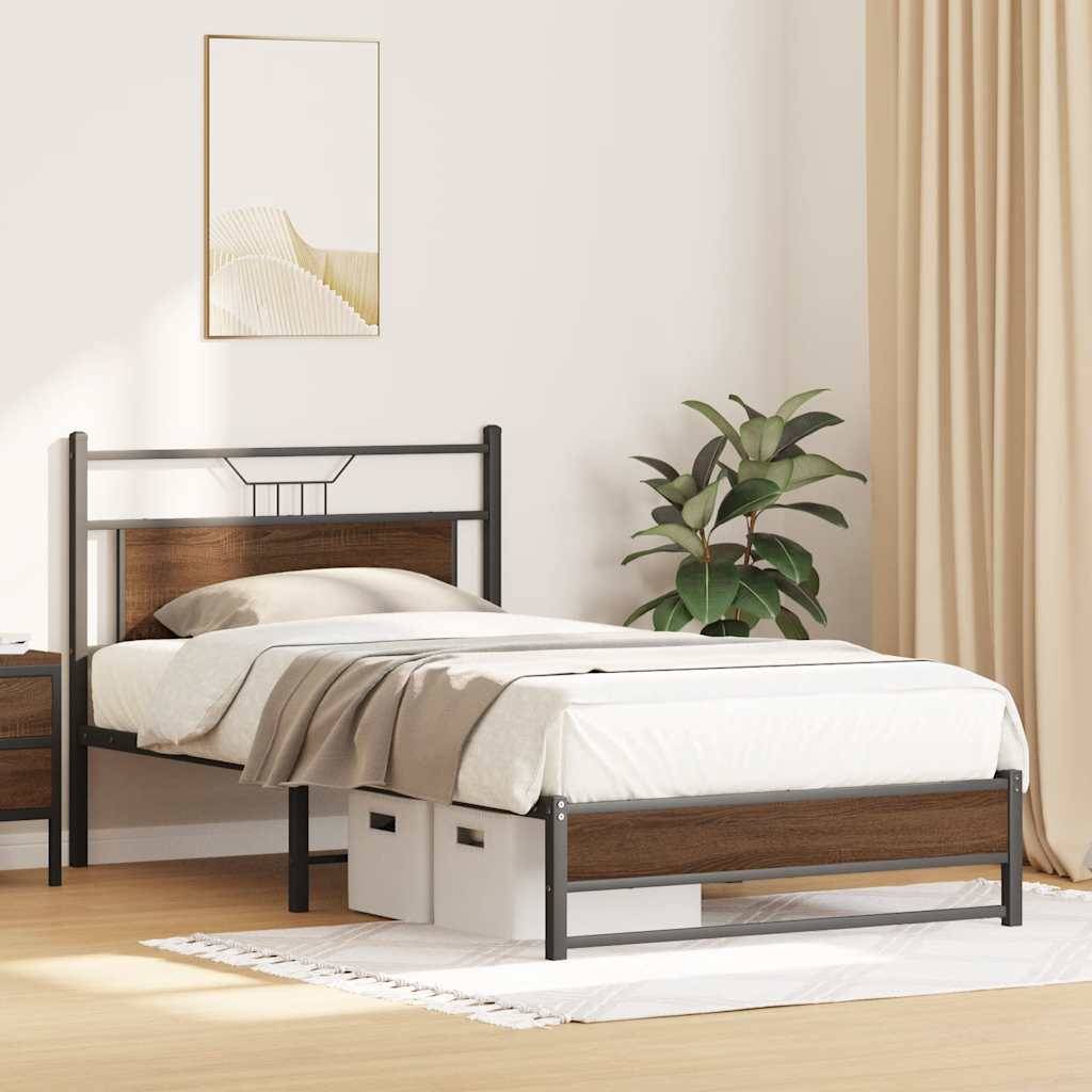 vidaXL Bettgestell ohne Matratze Braun Eiche 100x190 cm Holzwerkstoff