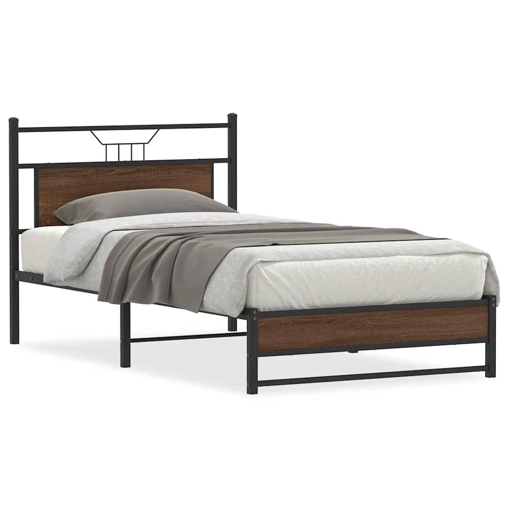 vidaXL Bettgestell ohne Matratze Braun Eiche 100x190 cm Holzwerkstoff