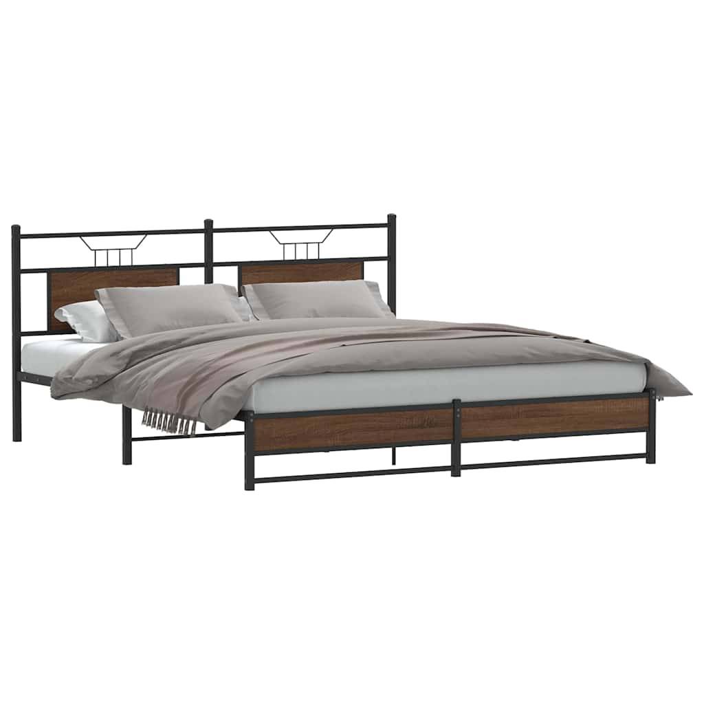 vidaXL Bettgestell ohne Matratze Braun Eiche 160x200 cm Holzwerkstoff