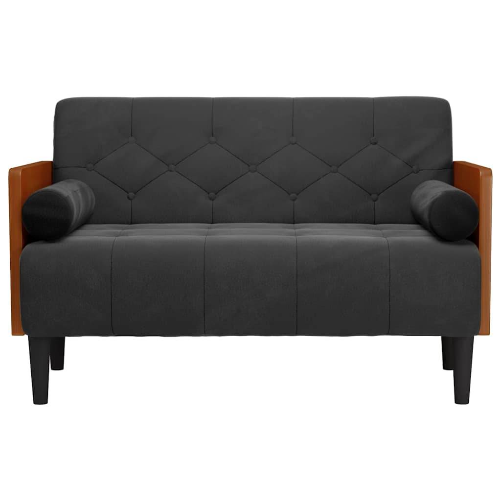 vidaXL Zweisitzer-Sofa mit Nackenrollen Schwarz 110 cm Samt