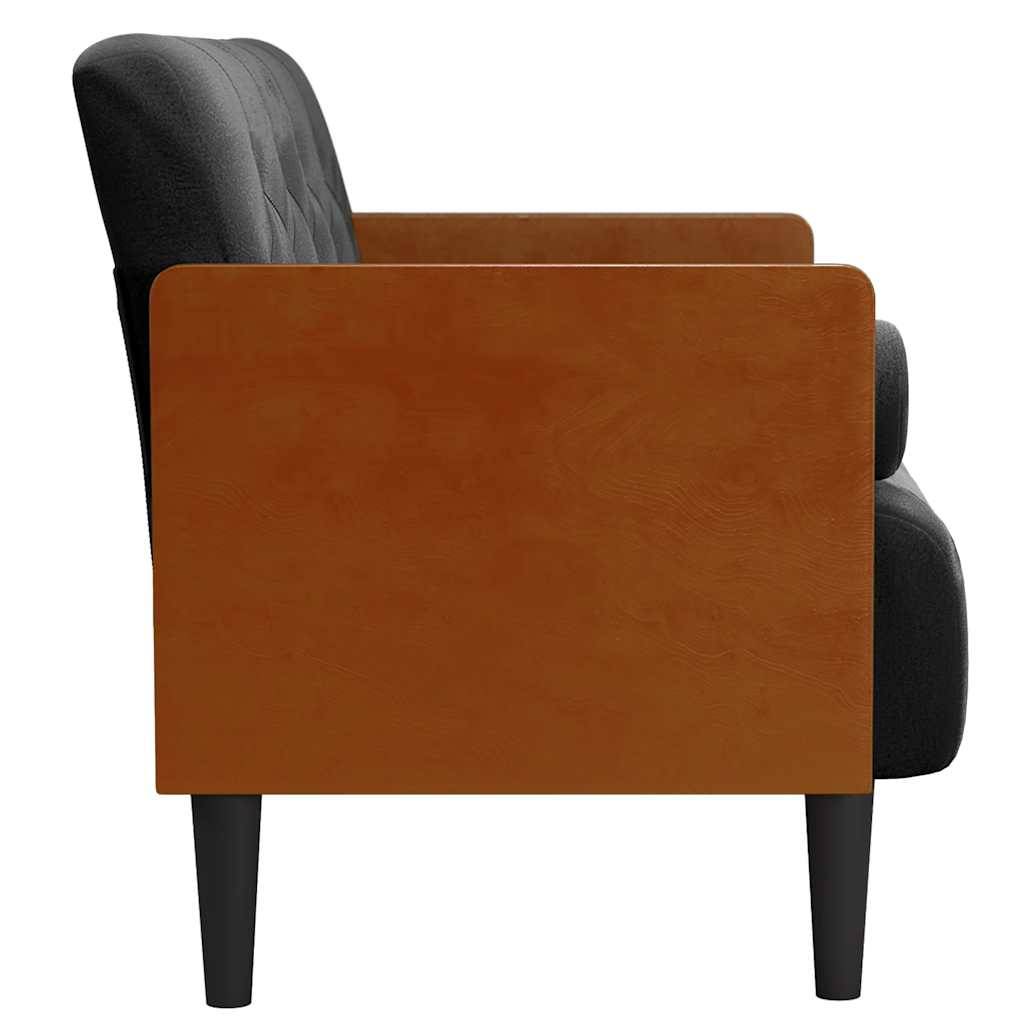vidaXL Zweisitzer-Sofa mit Nackenrollen Schwarz 110 cm Samt