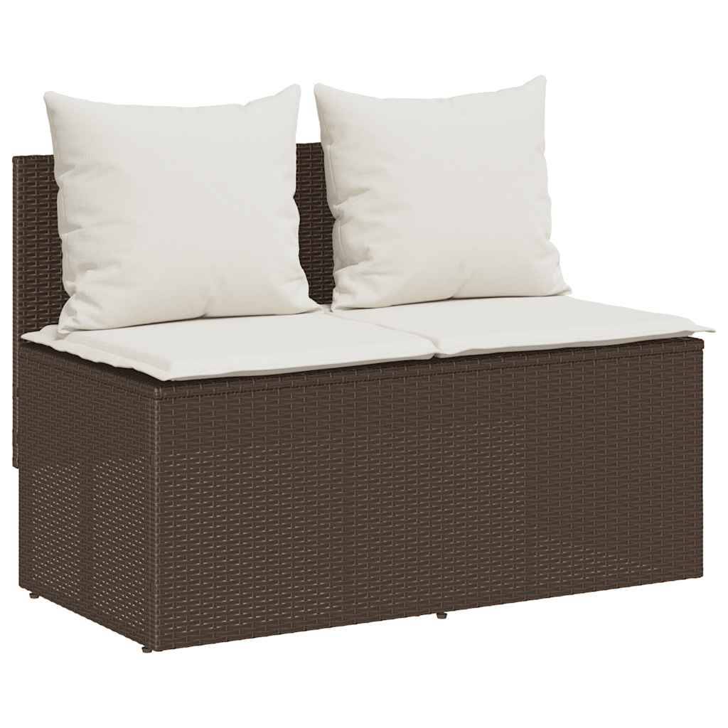 vidaXL 3-tlg. Garten-Essgruppe mit Kissen Braun Poly Rattan