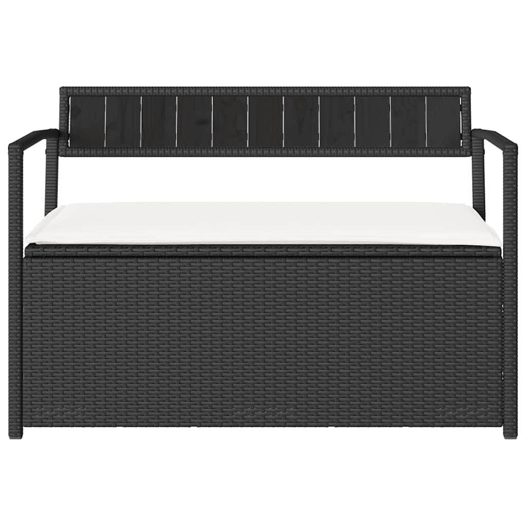 vidaXL Gartenbank mit Stauraum und Kissen Schwarz Poly Rattan