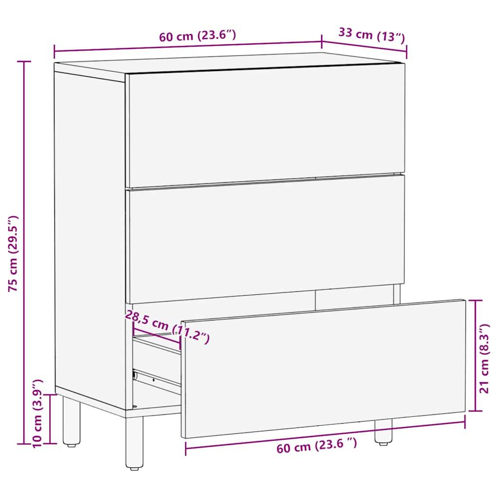 vidaXL Sideboard 60x33x75 cm Massivholz Akazie