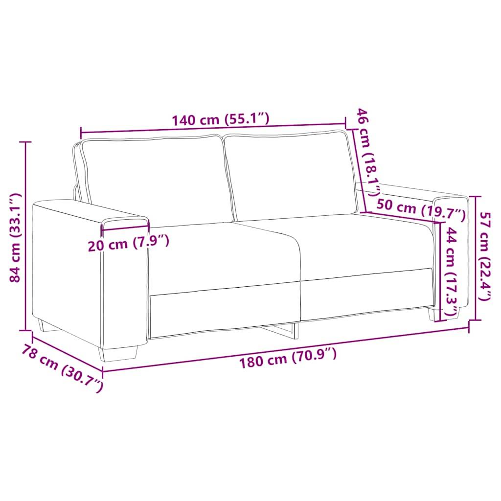 vidaXL 2-Sitzer Sofa Weinrot 140 cm Stoff