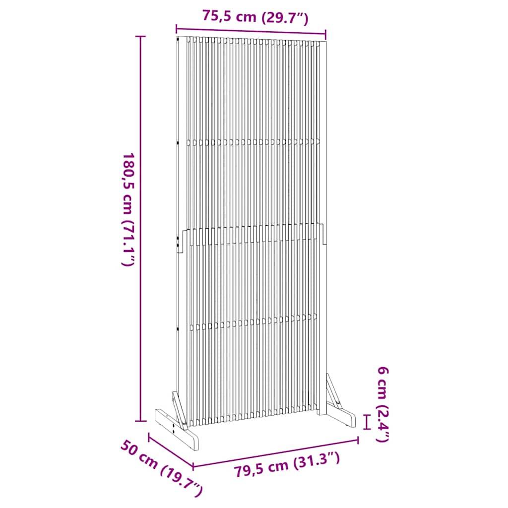 vidaXL Sichtschutz Innen/Außen 180,5 cm Massivholz Akazie