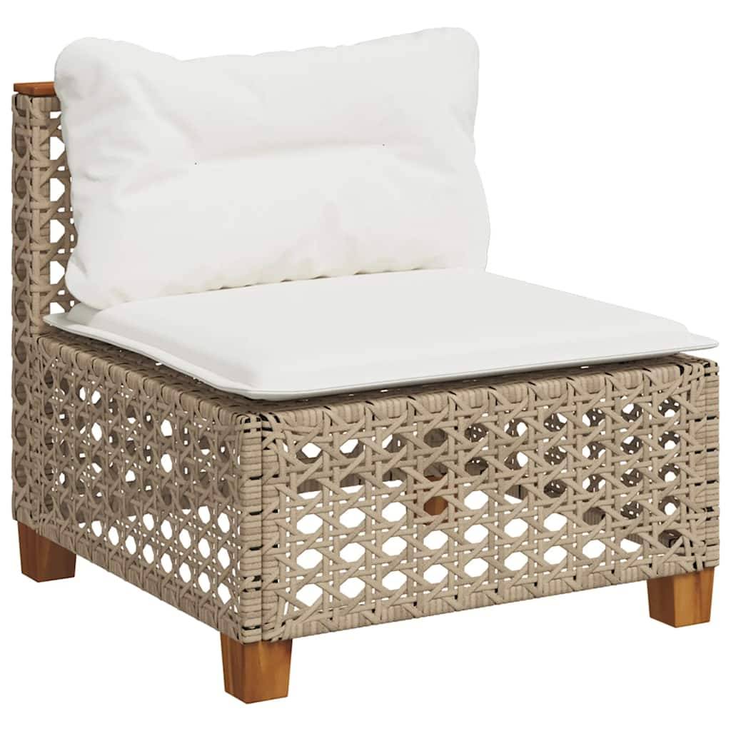 vidaXL 8-tlg. Garten-Sofagarnitur mit Kissen Beige Poly Rattan