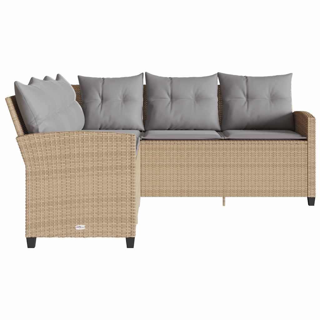 vidaXL L-förmiges Couchsofa mit Kissen Beige Polyrattan