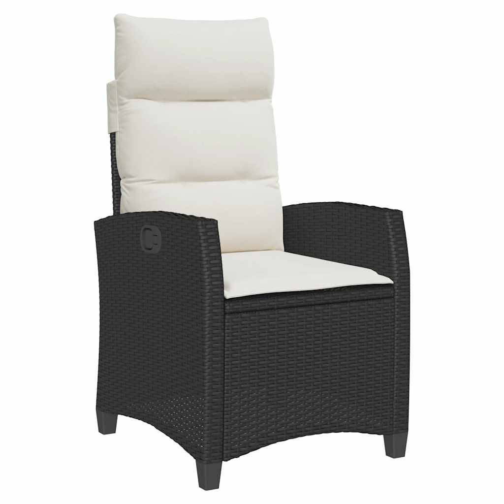 vidaXL Gartensessel mit Beistelltisch Verstellbar Schwarz Poly Rattan