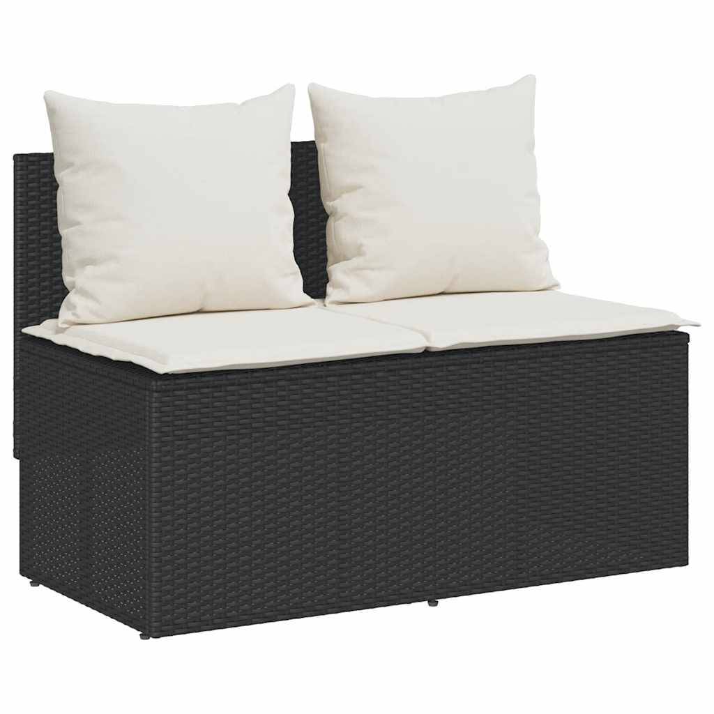 vidaXL 3-tlg. Garten-Essgruppe mit Kissen Schwarz Poly Rattan