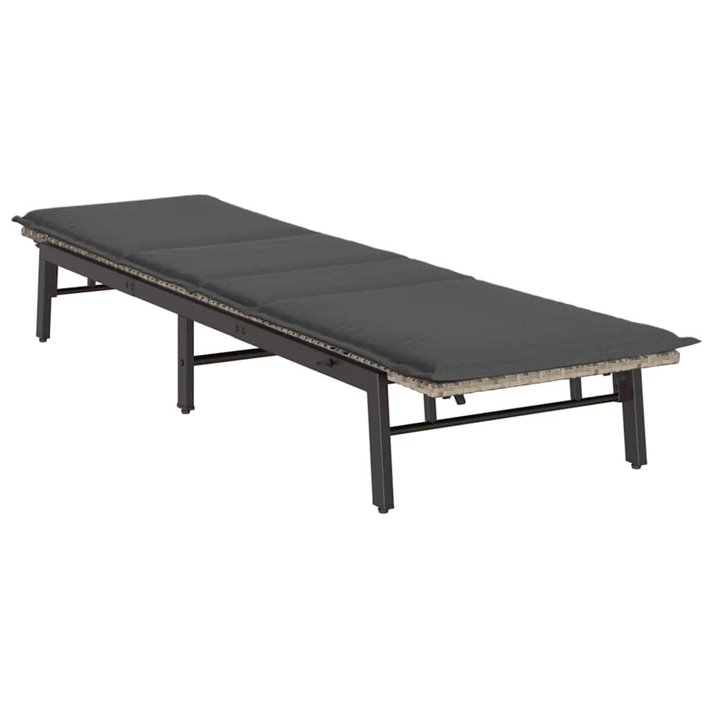 vidaXL Sonnenliege mit Auflage Hellgrau Poly Rattan