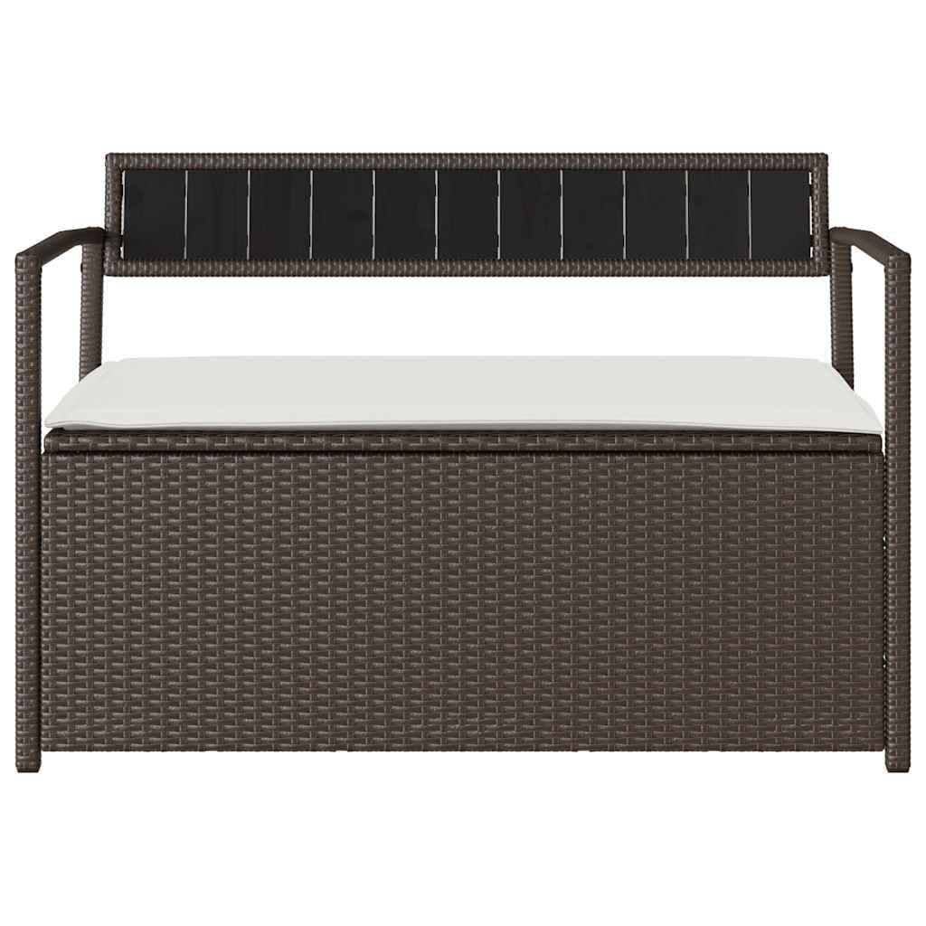 vidaXL Gartenbank mit Stauraum und Kissen Braun Poly Rattan
