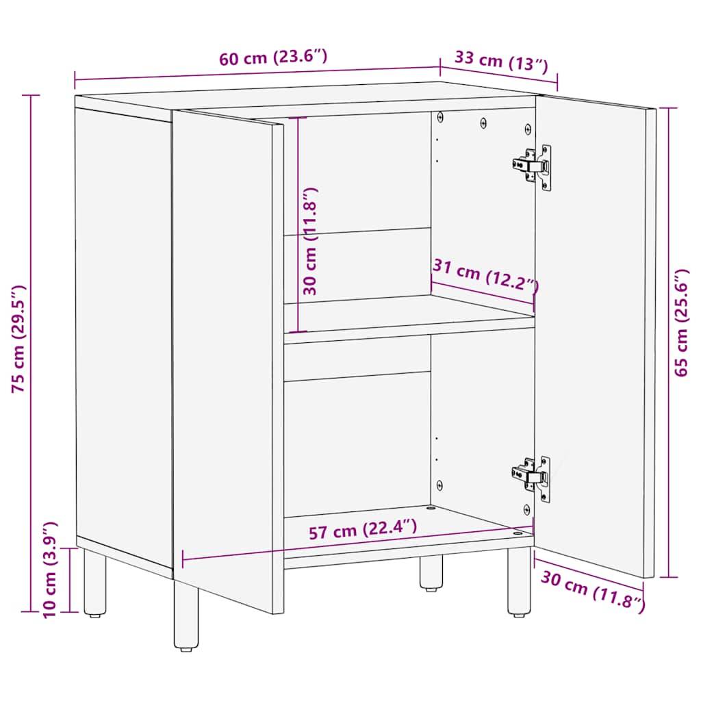 vidaXL Sideboard 60x33x75 cm Massivholz Akazie