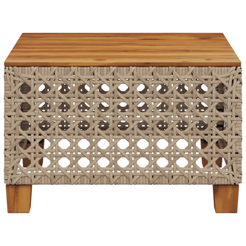 vidaXL Gartentisch Beige 55x55x36 cm Poly Rattan Akazienholz