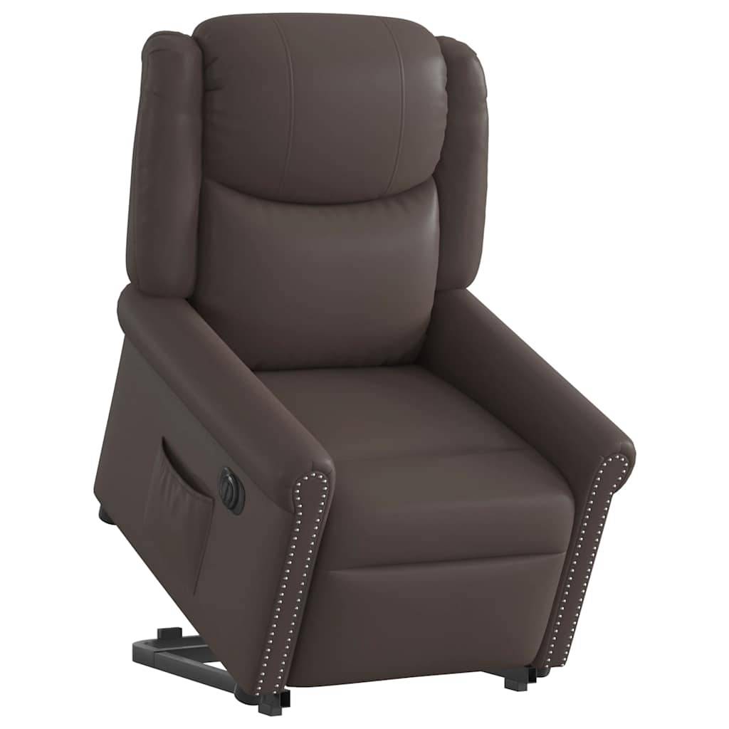 vidaXL Relaxsessel Aufstehen Elektrisch Glänzend Braun Kunstleder