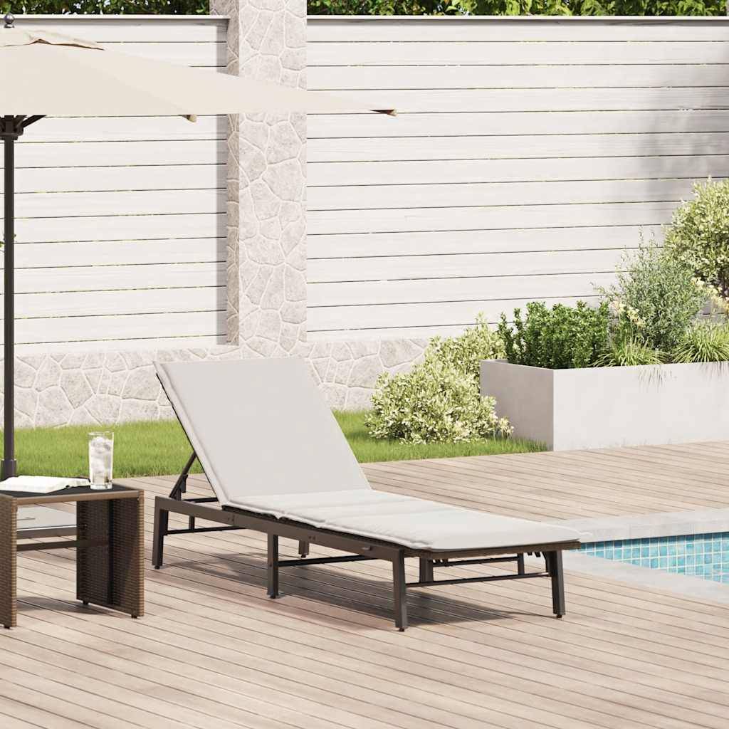vidaXL Sonnenliege mit Auflage Braun Poly Rattan