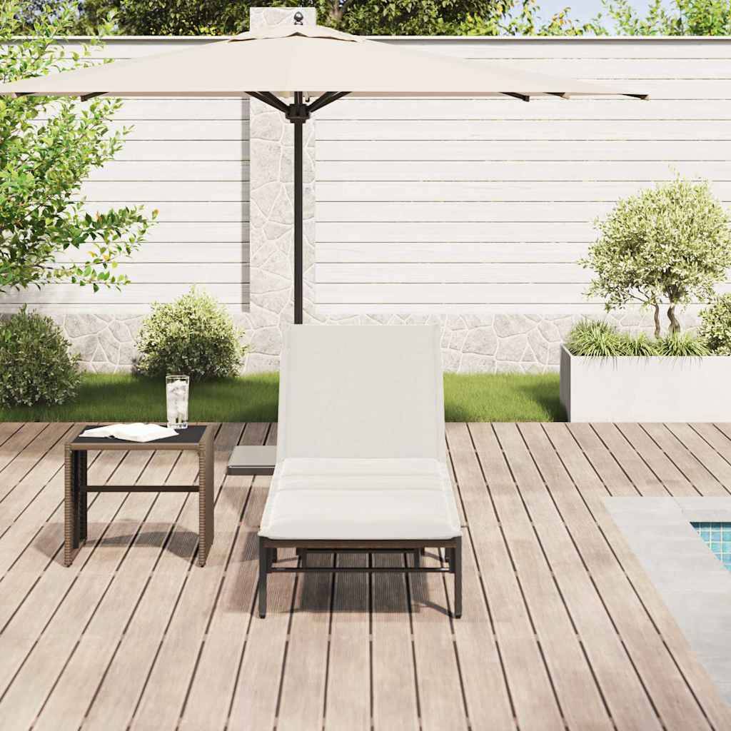 vidaXL Sonnenliege mit Auflage Braun Poly Rattan
