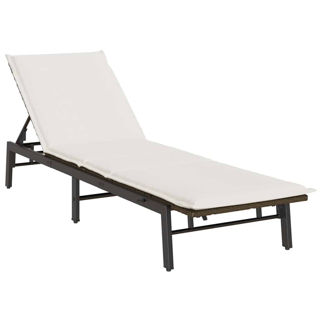 vidaXL Sonnenliege mit Auflage Braun Poly Rattan