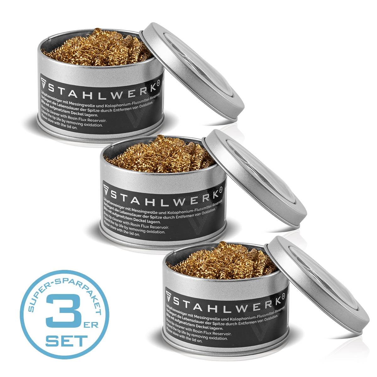 STAHLWERK 3 x Lötkolbenspitzen-Reiniger 20 g zur effektiven Reinigung